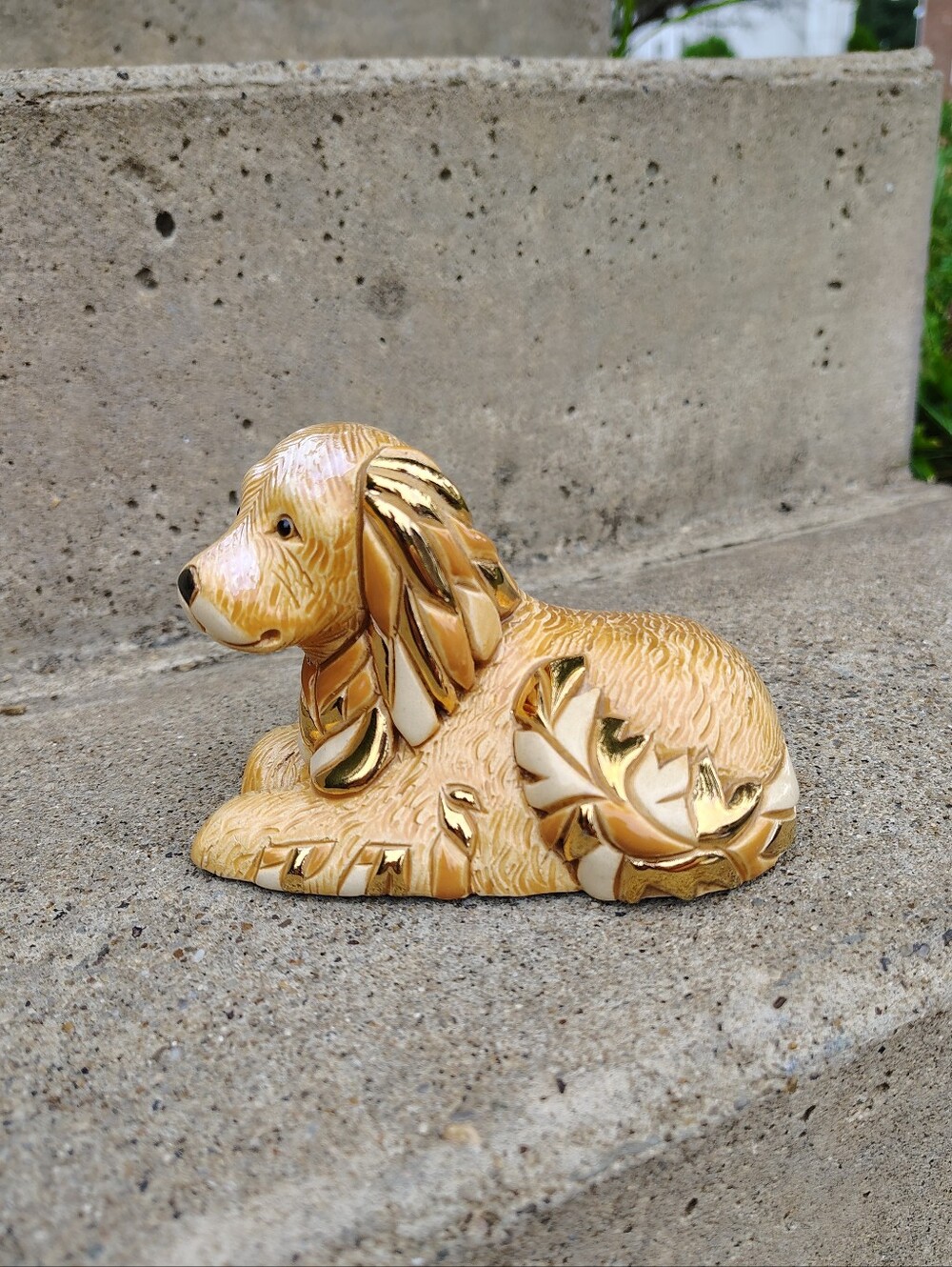 De Rosa Rinconada Cocker Spaniel Dog Figurine Gold Trim Ceramic Uruguay